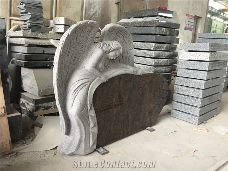 Aurora Stone Granite Monument with Angel Sculpted