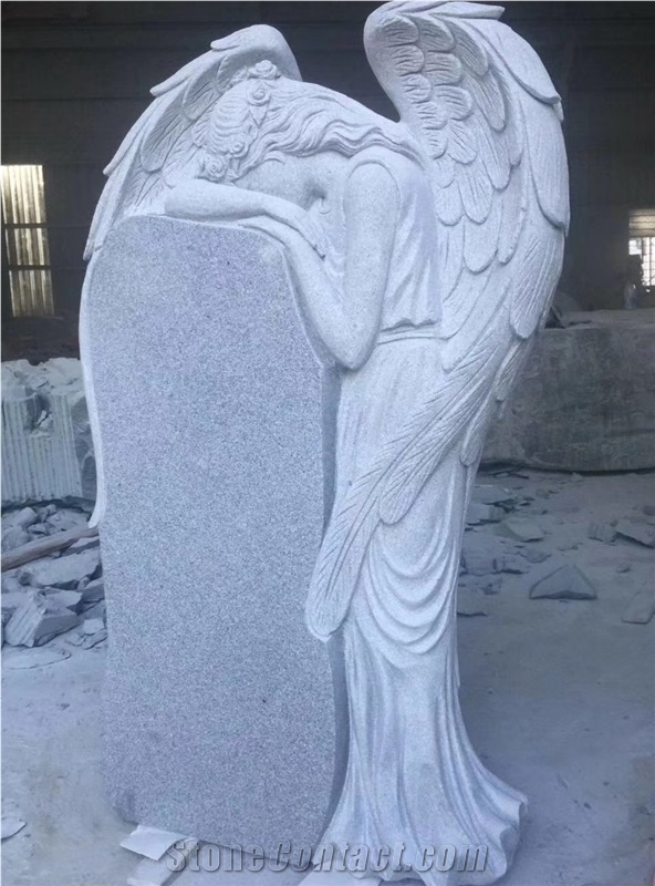 China Gray Monument&Tombstone with Angel Carving