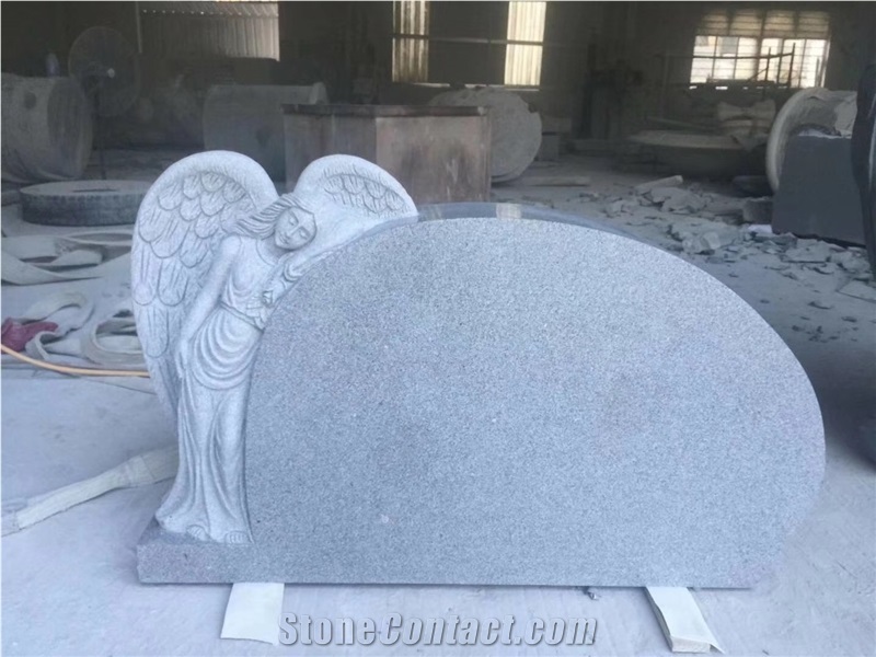Oriental Gray G633 Monument with Angel Sculpted