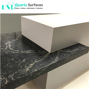 Marble Look Carrara Black Quartz Kitchen Island Top-Worktop