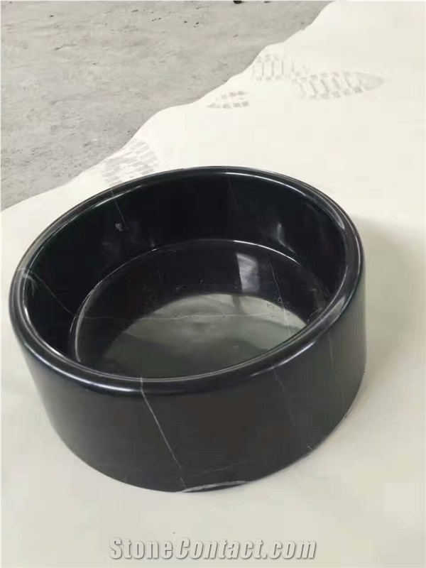 Black Marble Washbasin,China Black White Sink