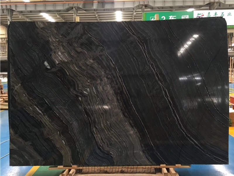 Silver Wave Brown Marble Slabs Interior Decoration