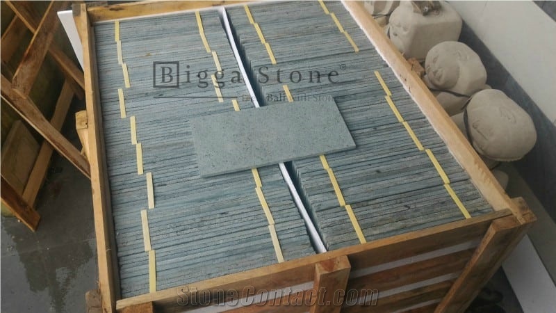 Green Sukabumi Stone Swimming Pool Deck Tiles