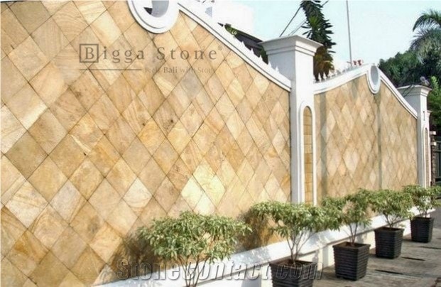 Yellow Palimanan Sandstone Split Face Wall Tiles