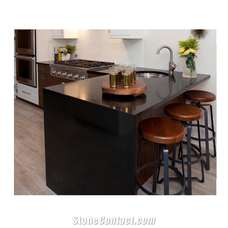 Kitchen Countertop Absolute Black Quartz