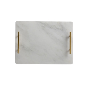 Marble Serving Tray with Metal Handles
