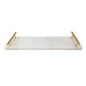 Marble Serving Tray with Metal Handles