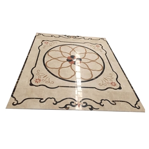 Natural Marble Flooring Square Water Jet Medallion