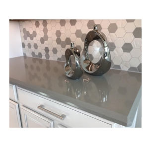 Polished Grey Quartz Kitchen Counter Top