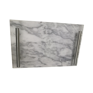 Rectangle Fancy Marble Serving Tray with Handles