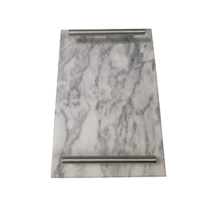 Rectangle Fancy Marble Serving Tray with Handles
