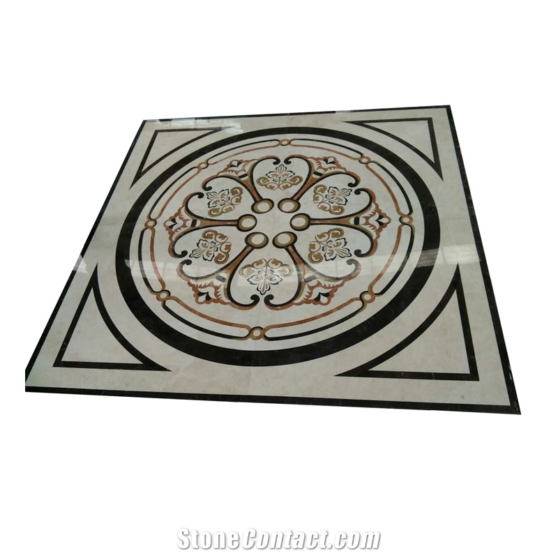Square Marble Floor Water Jet Medallions