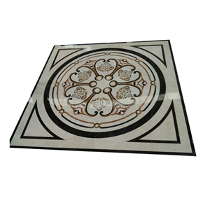 Water Jet Mosaic Tile Gray Marble and Wooden Vein