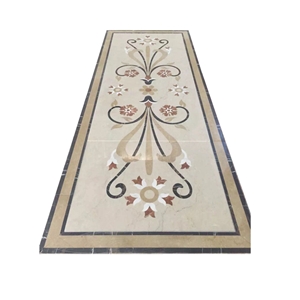 Waterjet Marble Floor Flower Tile Design Medallion