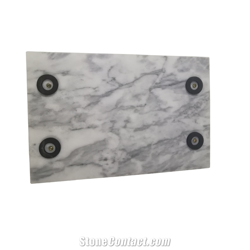 White Marble Serving Tray with Gold Tone Handle