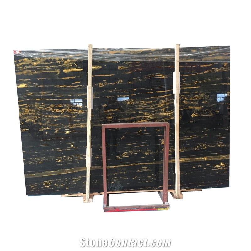 Wholesale China Black Gold Flower Marble Tile
