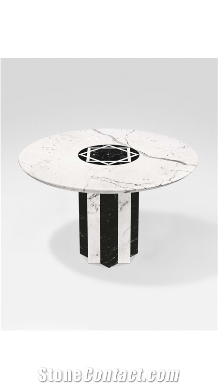 Astra Table Design with Bianco Carrara Marble