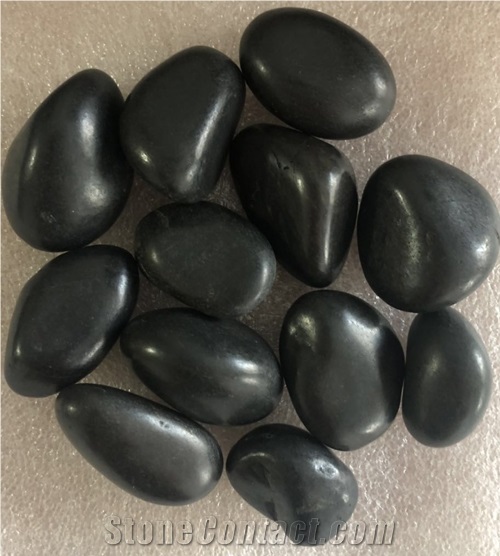 Garden Decoration Polished Black Pebbles Stones