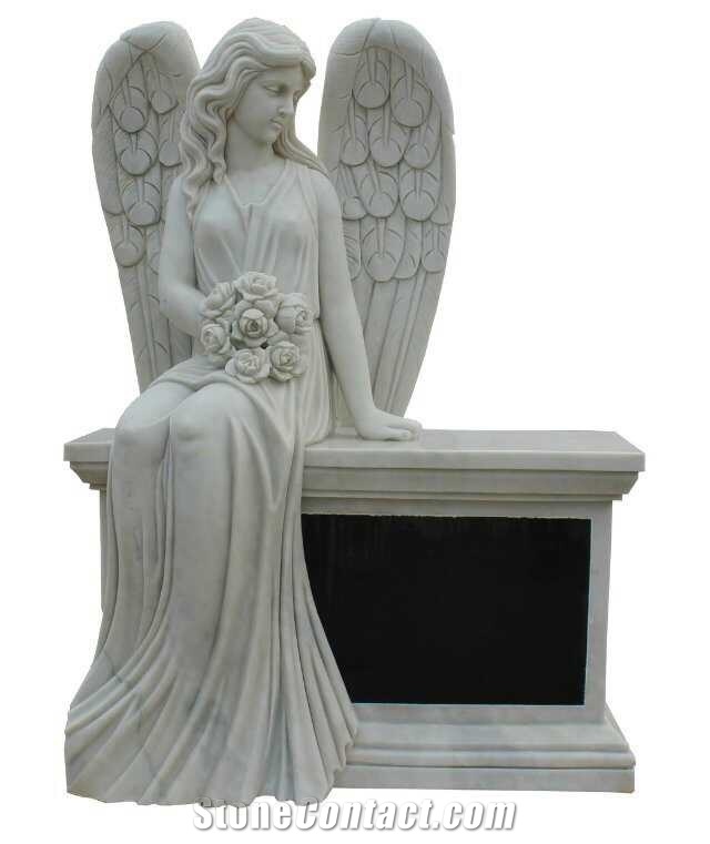 Hand Carved White Marble Stone Tombstone