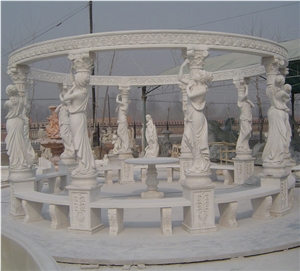 Natural White Marble Hand Carved Decoration Urban Gazebo
