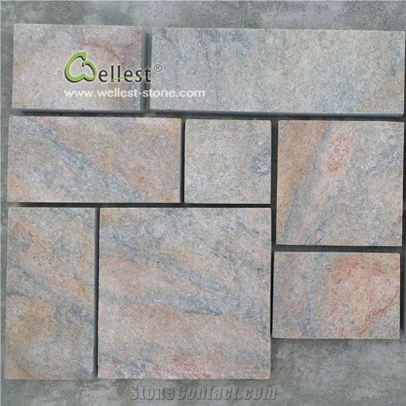French Pattern Multicolor Rusty Quartzite Paver