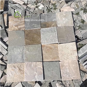 Multicolor Oyster Quartzite Paving Cobblestone Tiles