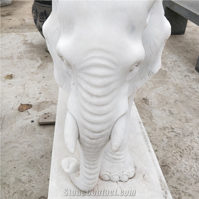 Carved Marble Animal Elephant Statues Sculptures