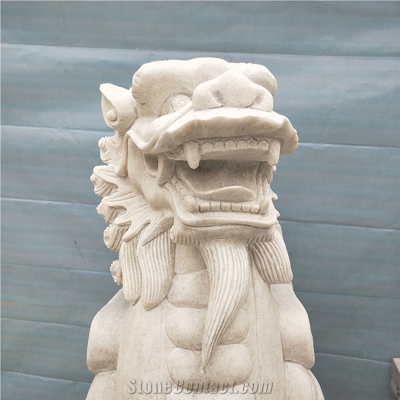 Cheap White Marble Lion Statues, Carved Sculptures