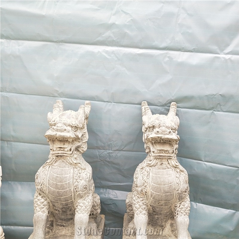 Grey Marble Animal Sculptures, Carved Statues
