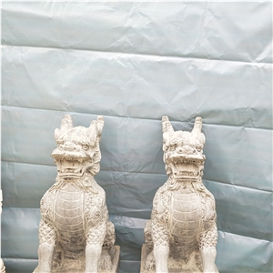 Grey Marble Animal Sculptures, Carved Statues