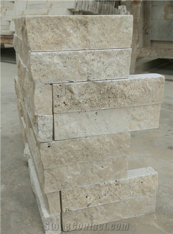Travertine Ledge Stone Corner, Stacked Panels