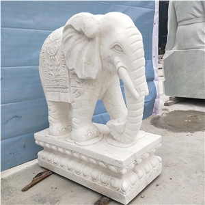 White Elephant Hand Carved Statues, Sculptures