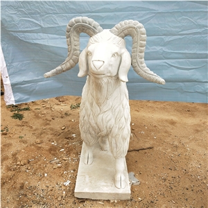 White Marble Carved Animal Goat Statues Sculptures