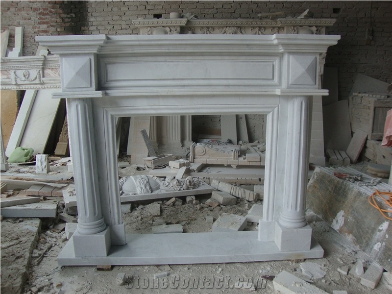 White Marble Fireplace Surround Modern Style