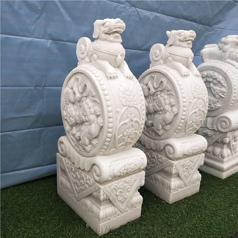 White Marble Landscaping Animal Statues Sculptures