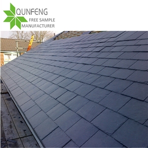 China Stone Covering Black Slate Roof Tiles