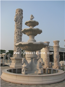 Outdoor Modern Decorative Horses Granite Fountain
