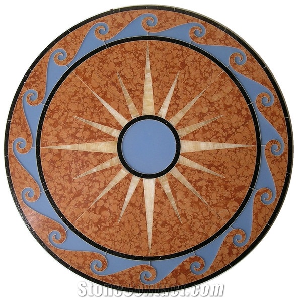 China Coral Red Waterjet Marble Medallion
