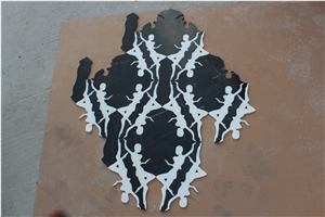 China Mongolia Black Granite Waterjet Mosaics