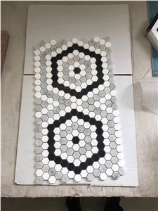Hexagon Bianco Carrara Nero Marquina Greek Thassos Mosaic