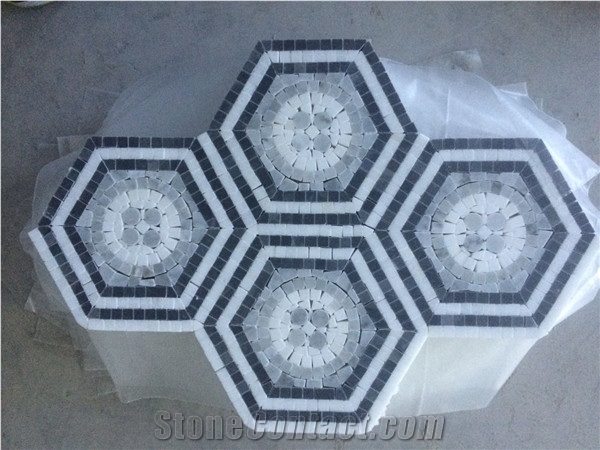 Hexagon Nero Marquina Ariston Marble Mosaics