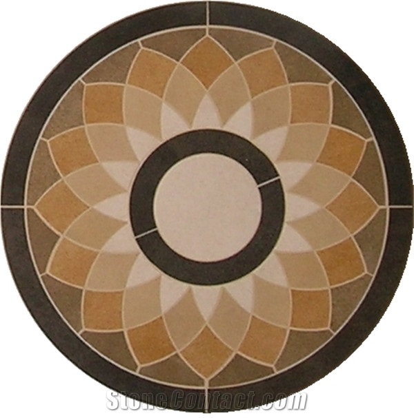 India Rainforest Brown Waterjet Marble Mosaics