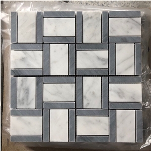 Italy Gray Carrara White Polished Marble Mosaics