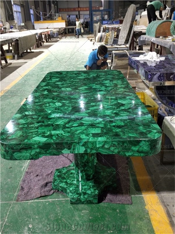 Custom Design Precious Stone Malachite Table