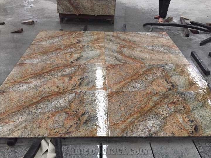 China Diamond Golden Granite Polished Slabs Tiles