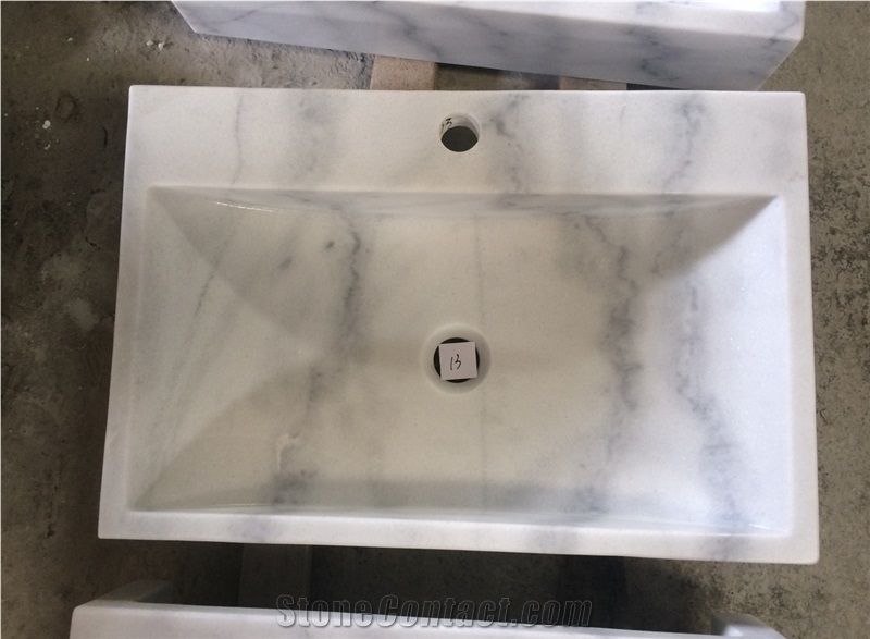 Guangzhou White Marble Bathroom Basin Sink