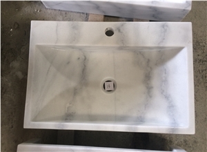 Guangzhou White Marble Bathroom Basin Sink