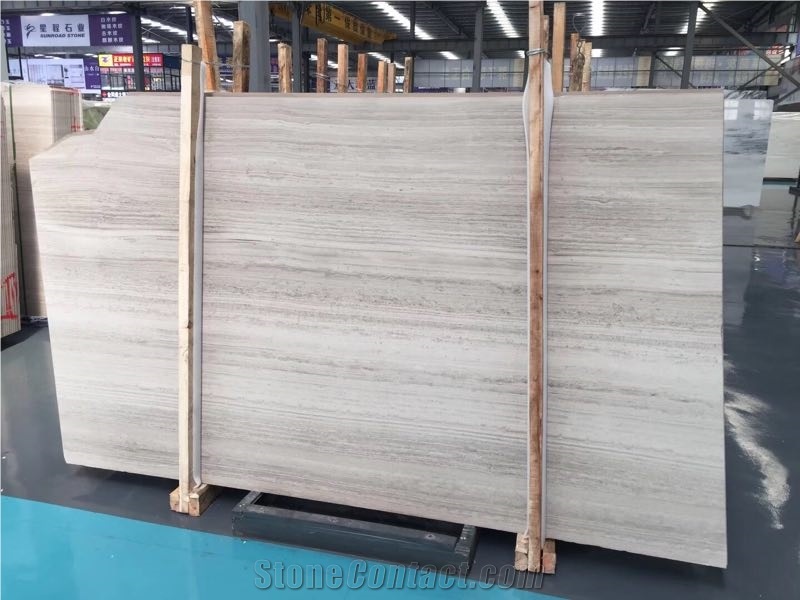 Wooden White Marble Tiles Slabs Polished Wall