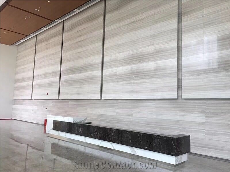 Wooden White Marble Tiles Slabs Polished Wall