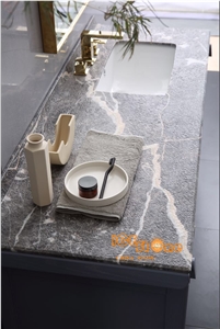 China Grey Marble Bath Top/ Costom Bathroom